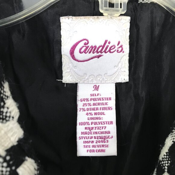 Candie's Houndstooth Jacket Wool Blend Coat Black White Women Size M - Picture 8 of 8